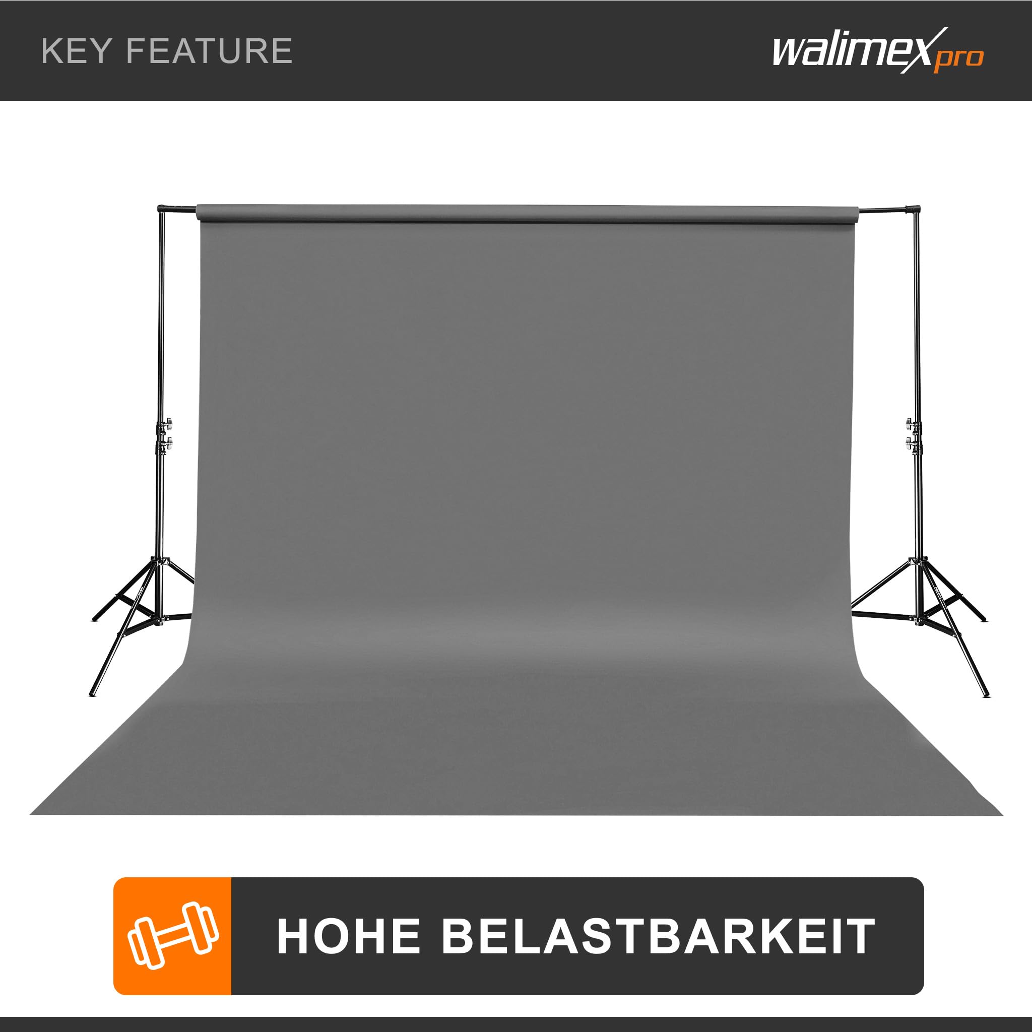 Walimex Perche de fond télescopique 120-307 cm (diamètre de la barre transversale : 3 cm)