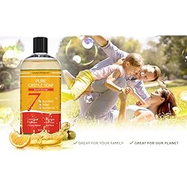 Seven Minerals Pure Castile Soap, Sweet Orange 16oz - No Palm Oil, GMO-Free - Gentle Liquid Soap For Sensitive Skin & Baby Wash - All Natural Vegan Formula with Organic Carrier Oils