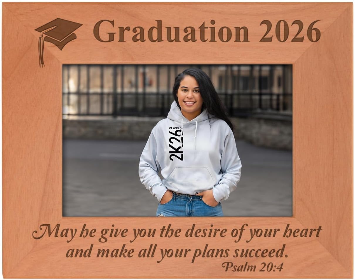 ThisWear Graduation Gifts for Women 2026 Grad Congratulations Class of 2026 Graduation Frames Wood Laser Engraved Landscape 5x7 Picture Frame