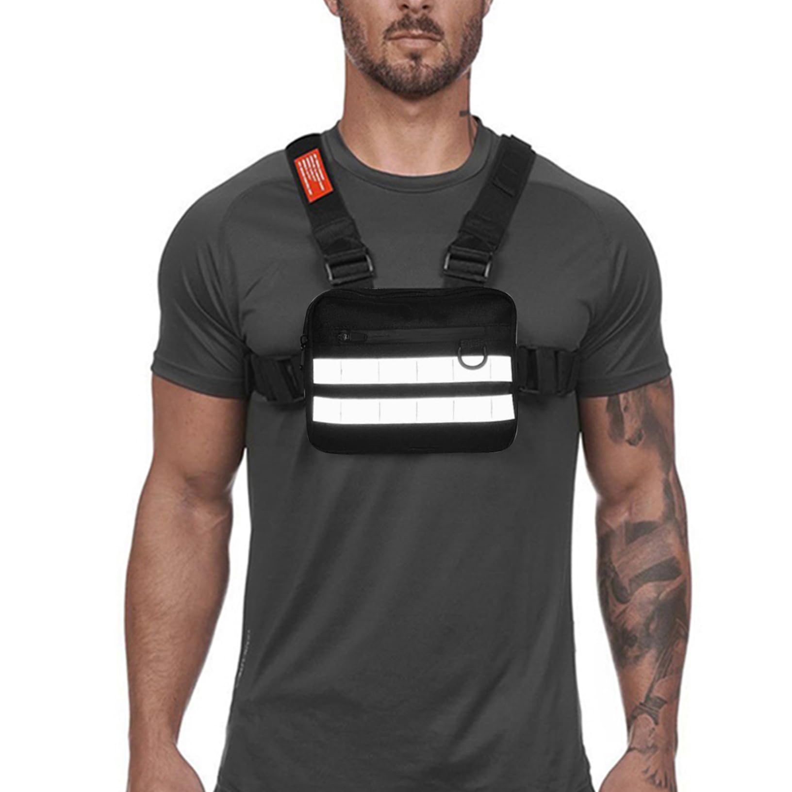 Bolsa de cofre reflectante para hombres, el regalo ideal con chaleco negro ajustable 8