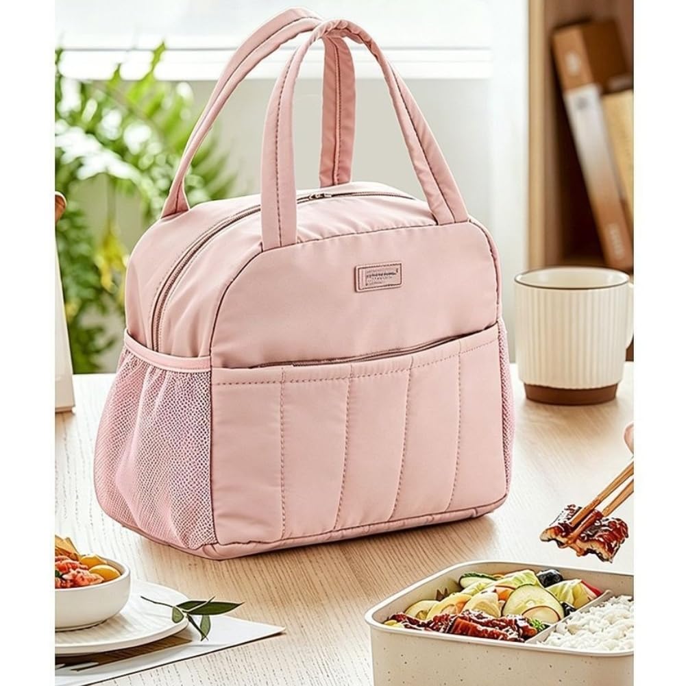 Bolsa isotérmica aislada resistente al agua, 29 x 15 x 24 cm, gran capacidad, con asas dobles para trabajo, pícnic al aire libre, color beige