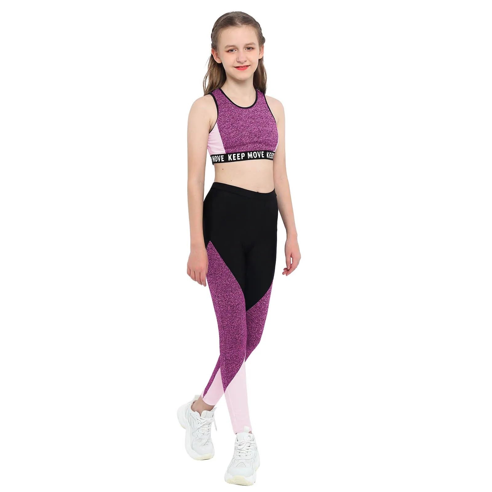 Conjunto Deportivo Niña Conjuntos de entrenamiento for niños y niñas, camisetas sin mangas con cuello redondo y mallas deportivas, conjunto for bádminton, correr, senderismo y entrenamiento(Blue,6)