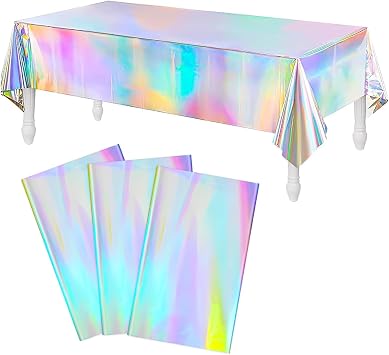 3 Pack Iridescent Plastic Party Table Cloths, 54'' x 72''