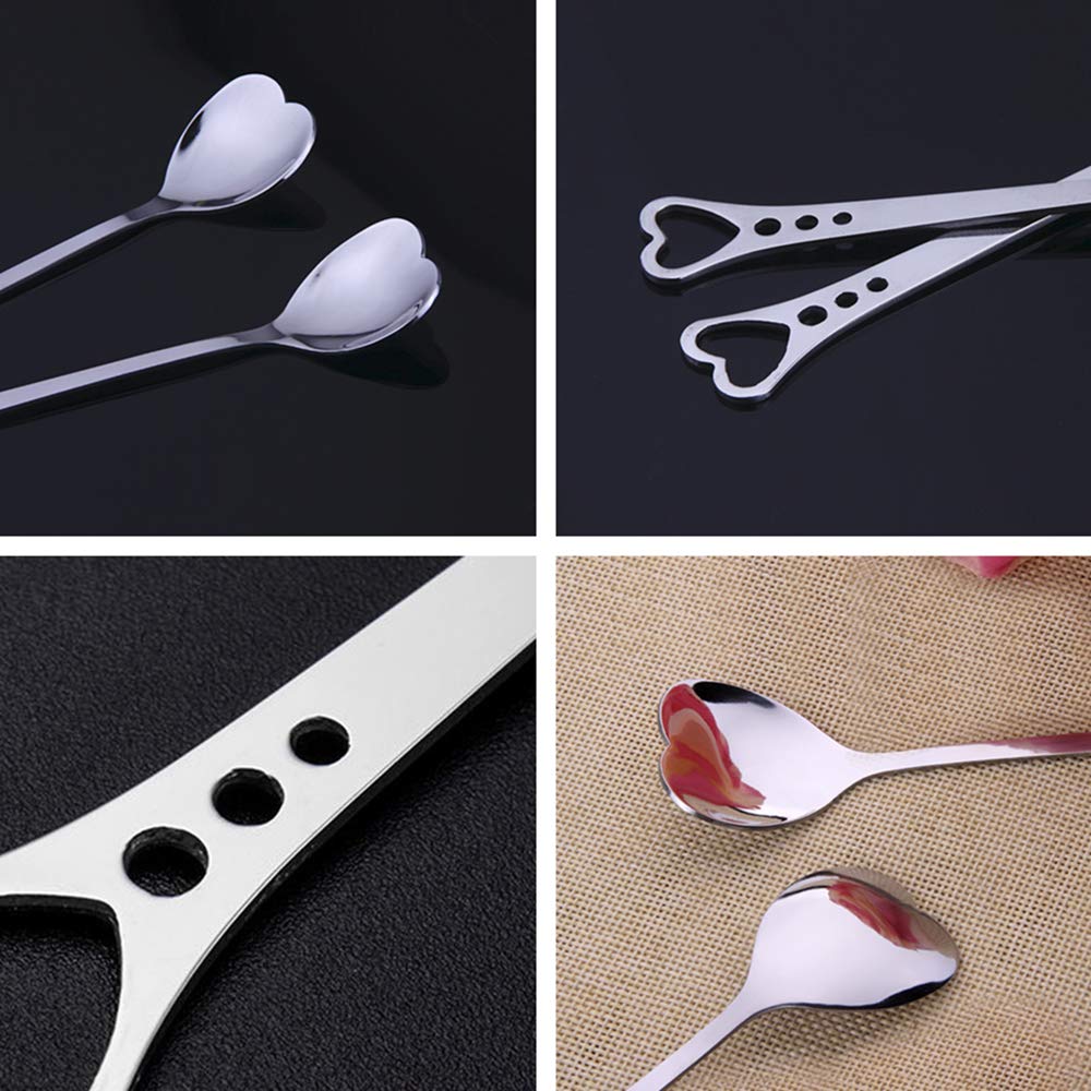 6 Cucchiaini Da Caffè A Forma Di Cuore, In Acciaio Inox, Per Mescolare Caffè, Tè, Dessert, Frappè, Bevande Calde E Fredde