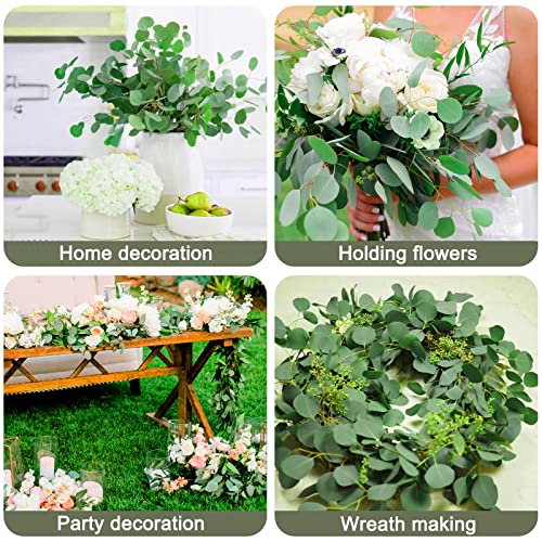 Preserved Dried Eucalyptus Stems, 7-10 Pcs 100% Natural Real Silver Dollar Leaves For Vase Filler, 15-17'' Fresh Eucalyptus Plant Branches For Wedding Home Greenery Décor (3.6Oz) #TOP3