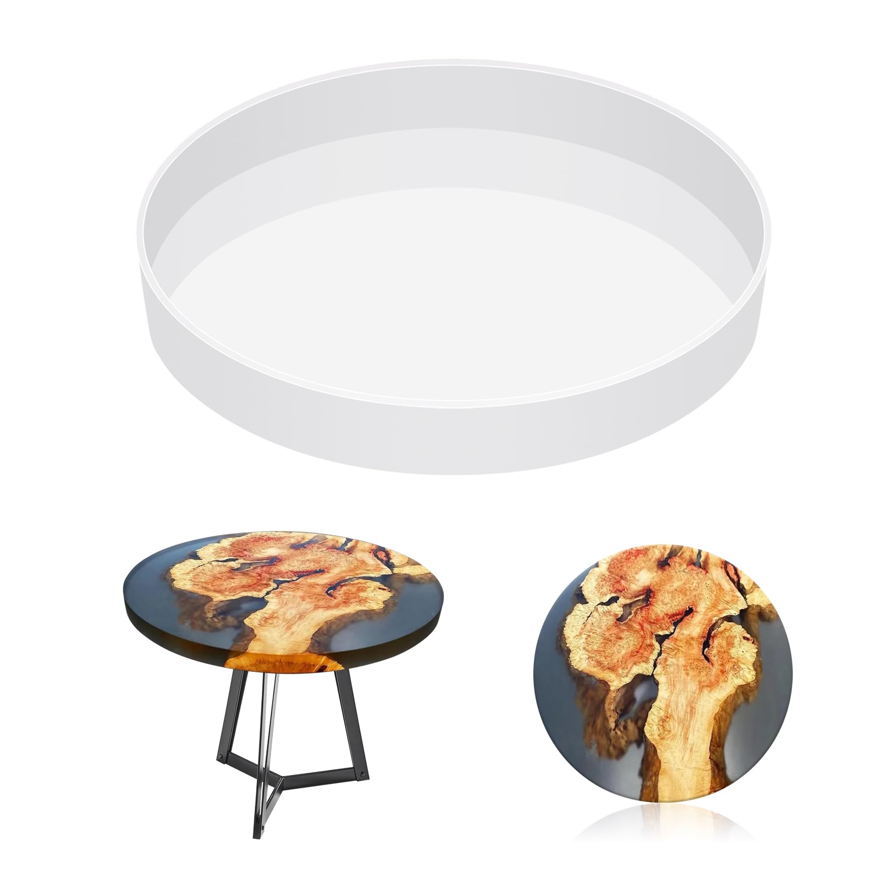 Extra Large Resin Table Mold, 12 Inch Round Silicone Epoxy Resin Molds for River Table, DIY Crafts,Cutting Board, Desktop Decoration