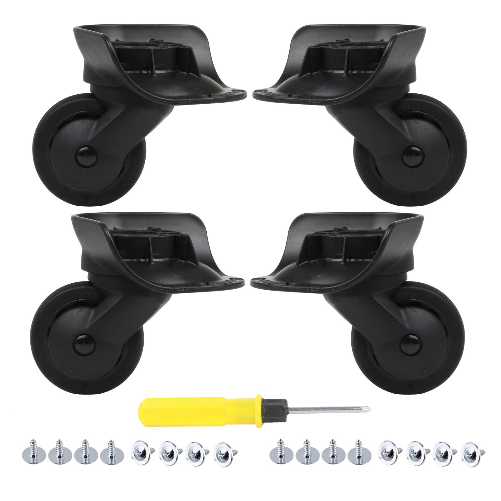 2 pares de ruedas de repuesto para equipaje, giratorias 360 grados, ruedas dobles para maleta, color negro (W187), Black, W187, juegos de equipaje
