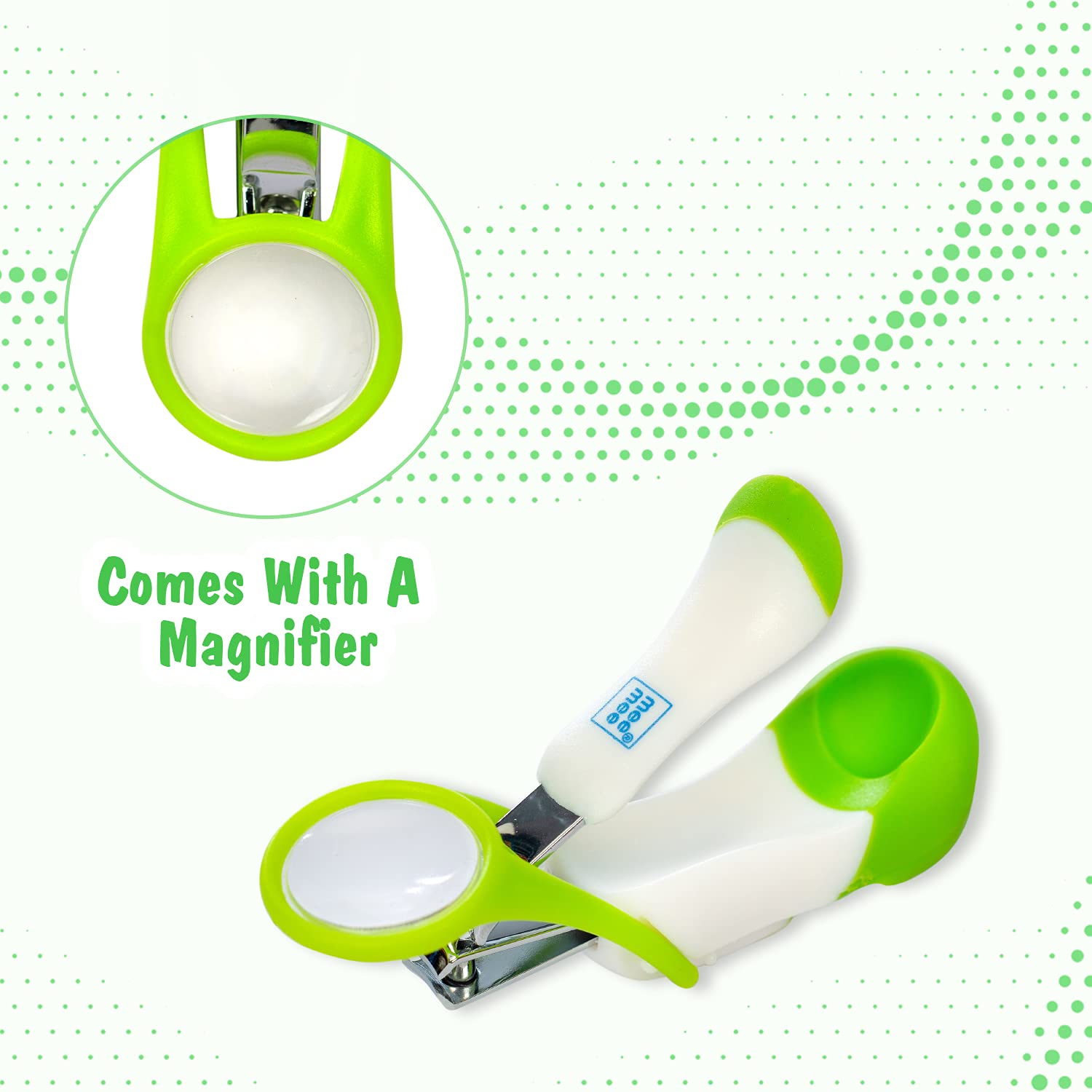 Mee Mee Gentle Nail Clipper (Pack of 2 - With Magnifier, White/Green)