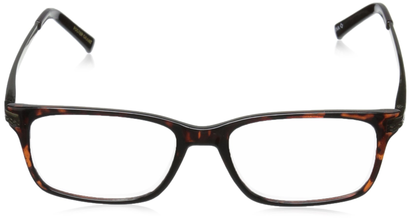 Foster Grant Men's Sullivan Square Reading Glasses, Tortoise/Transparent, 59 mm, +1.50