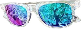 GenericSadhil Creations UVB/UVA Protection Dual Tone lens blue with purplish reflection shades | Transparent full rim frame | Sunglasses/goggles for boys and girls with Case and Pouch | aged 3-12years