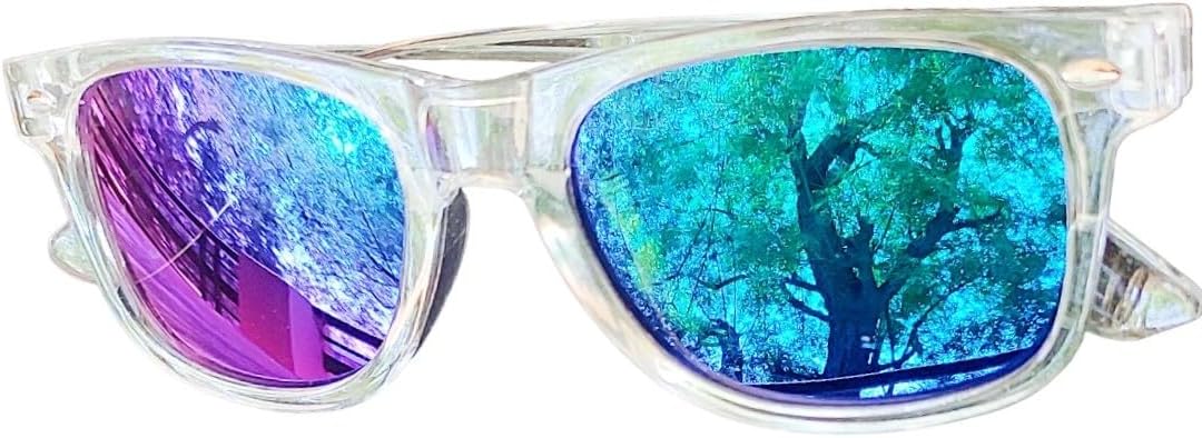 GenericSadhil Creations UVB/UVA Protection Dual Tone lens blue with purplish reflection shades | Transparent full rim frame | Sunglasses/goggles for boys and girls with Case and Pouch | aged 3-12years