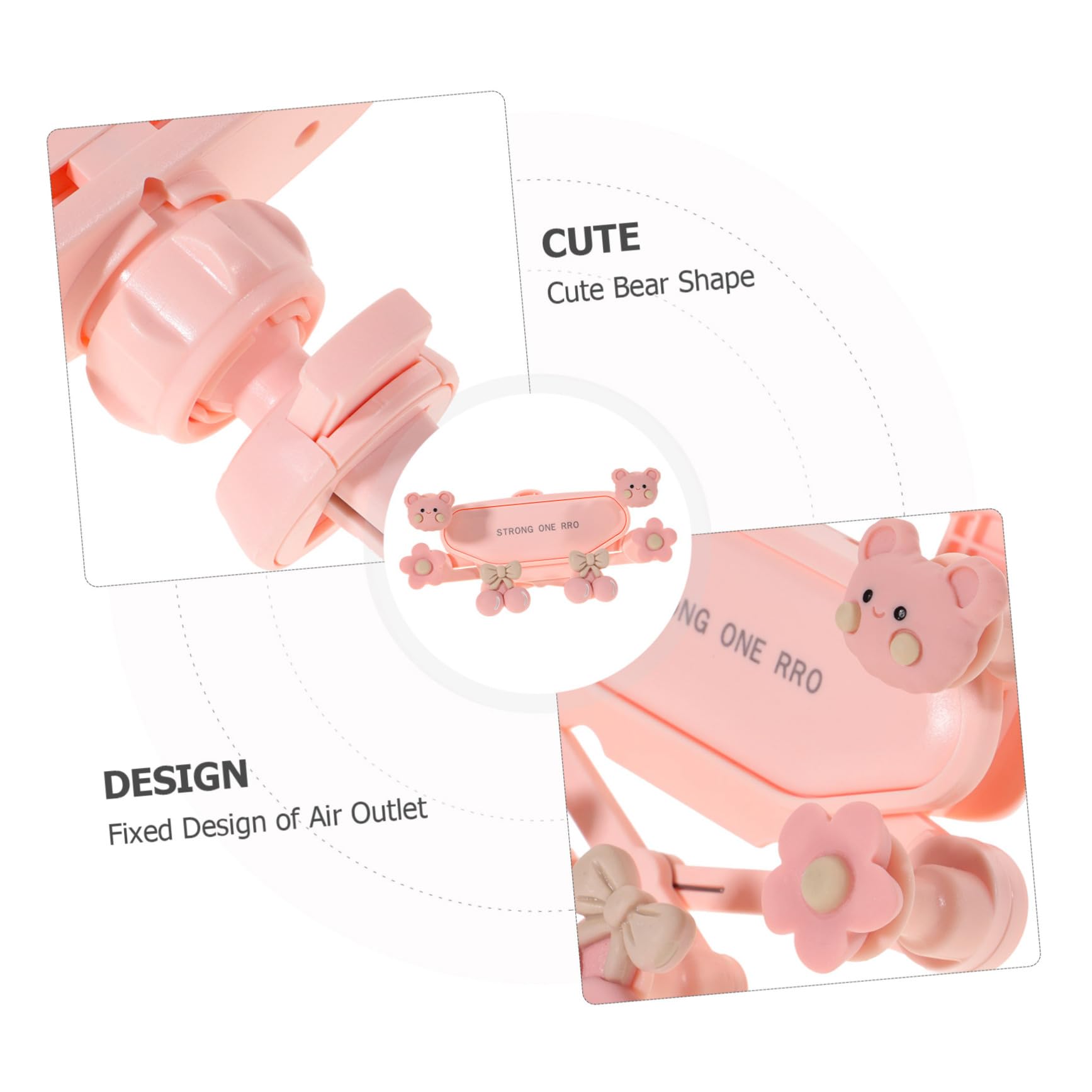 HOMSFOU 4pezzi Supporto Telefonico Per Auto Con Orsetto Cartoon Supporto Per Smartphone Facile Da Installare e Rimuovere Clip Per Bocchette Aria Design Elegante e Funzionale Per Tutti