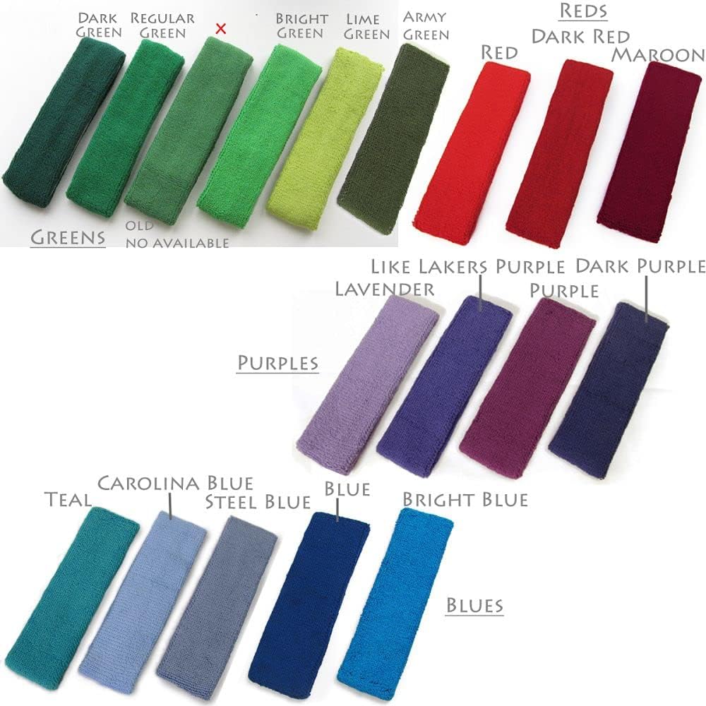 COUVER Sweatbands Sports Headband Moisture Wicking Athletic Cotton Terry Cloth Sweatband for Tennis, Basketball, Running, Gym, Working Out for Men & Women Multi-Packs