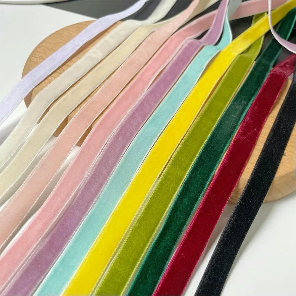 200 Yards/Rolle, 10 mm Samtbänder zum Verpacken von handgefertigten Schleifen, Weihnachtsaccessoires, Großhandel, einseitiges Beflockungsgurtband, Schwarz, 10 mm x 200 Yards