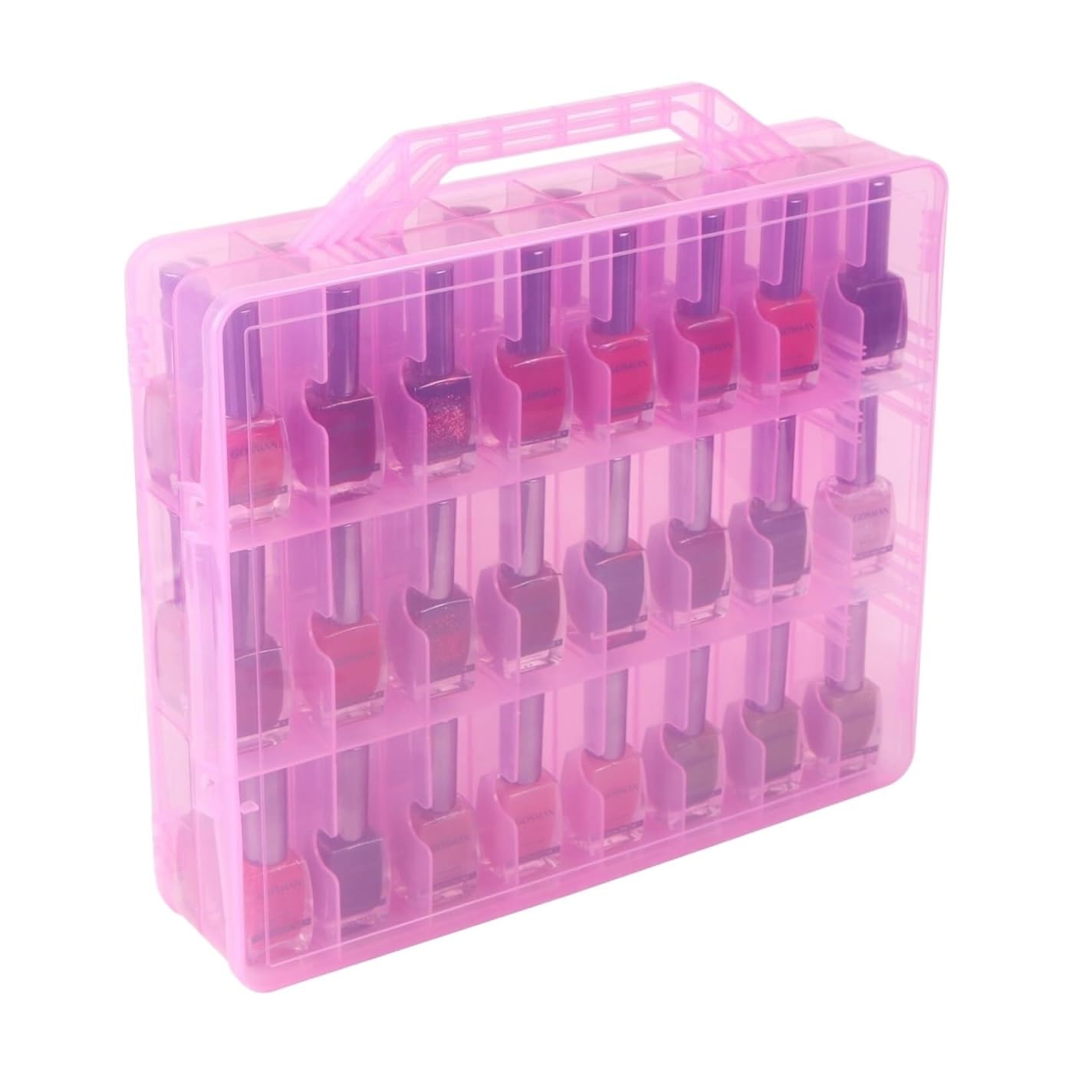 BJfhRH Nail Varnish Manicure Tool Universal Nail Polish Holder Gel Organizer Case For 48 Bottles Beauty Accessories(Pink)