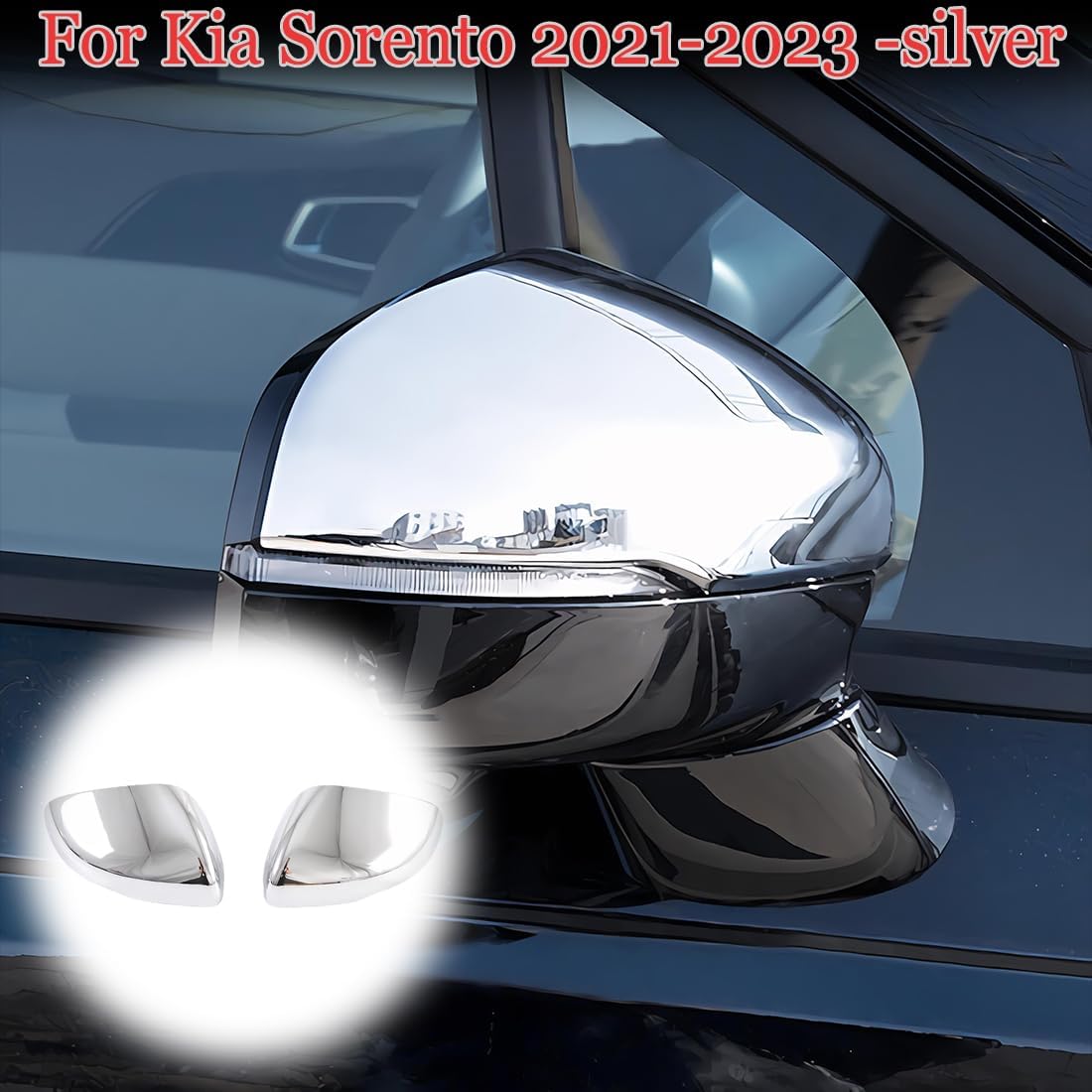 MUXEE 2PCS New Rear View Mirror Outside Housing Wing Mirror Cover Cap Trim for Kia Sorento 2021-2024 - ABS Silver Sport Interior Accessories