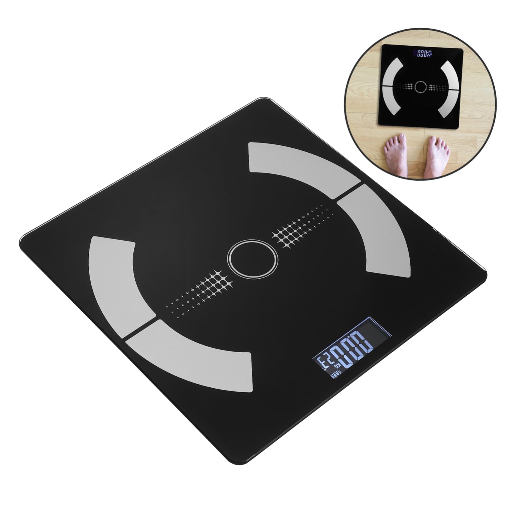 Báscula de Composición Corporal Digital para Hogar, Vidrio Negro | Alta Precisión, Pantalla Digital Fácil de Leer, para Entusiastas de Fitness y Salud