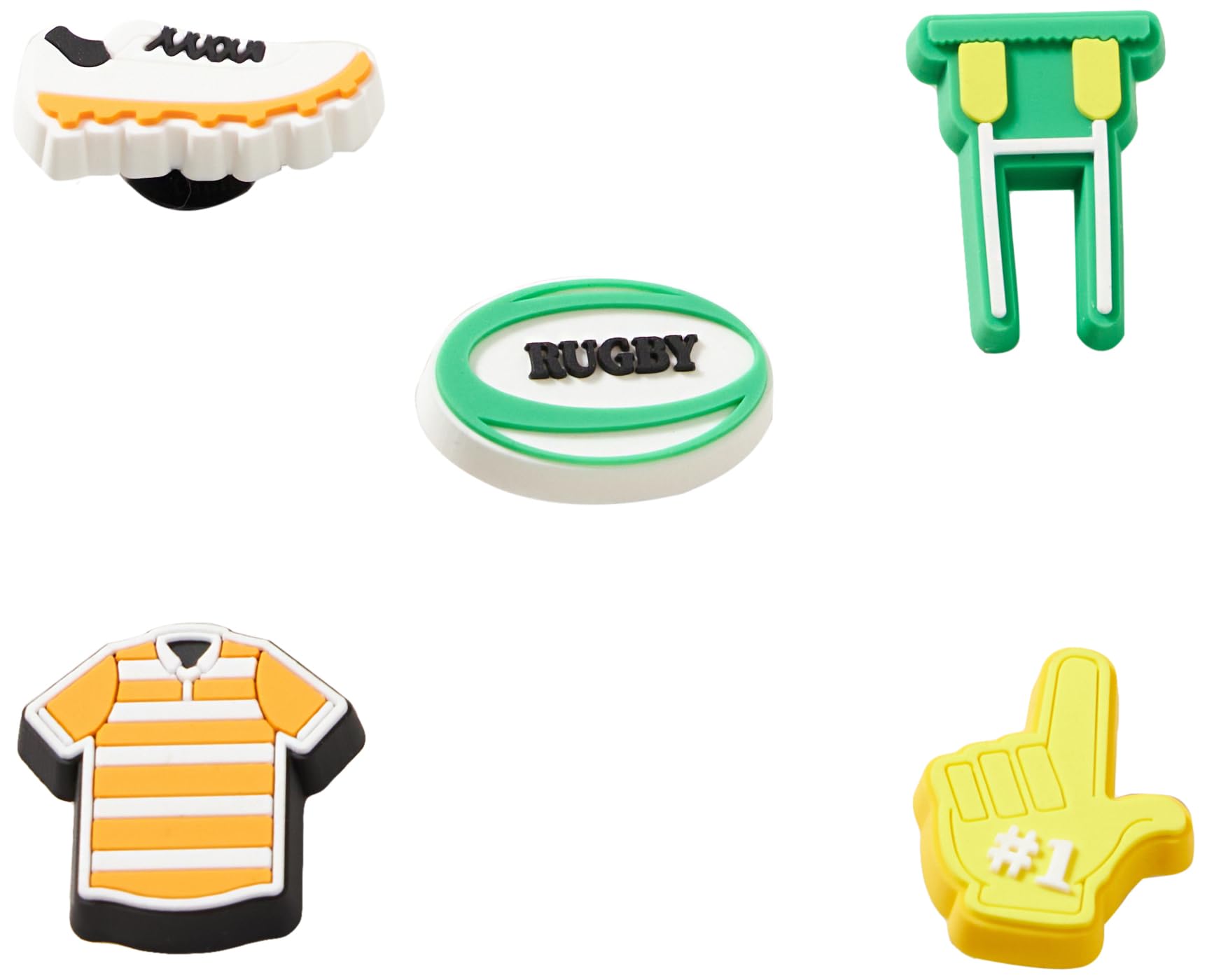 Crocs Unisex's Shoe Charm 5-Pack | Personalize with Jibbitz, Rugby Champ, One Size