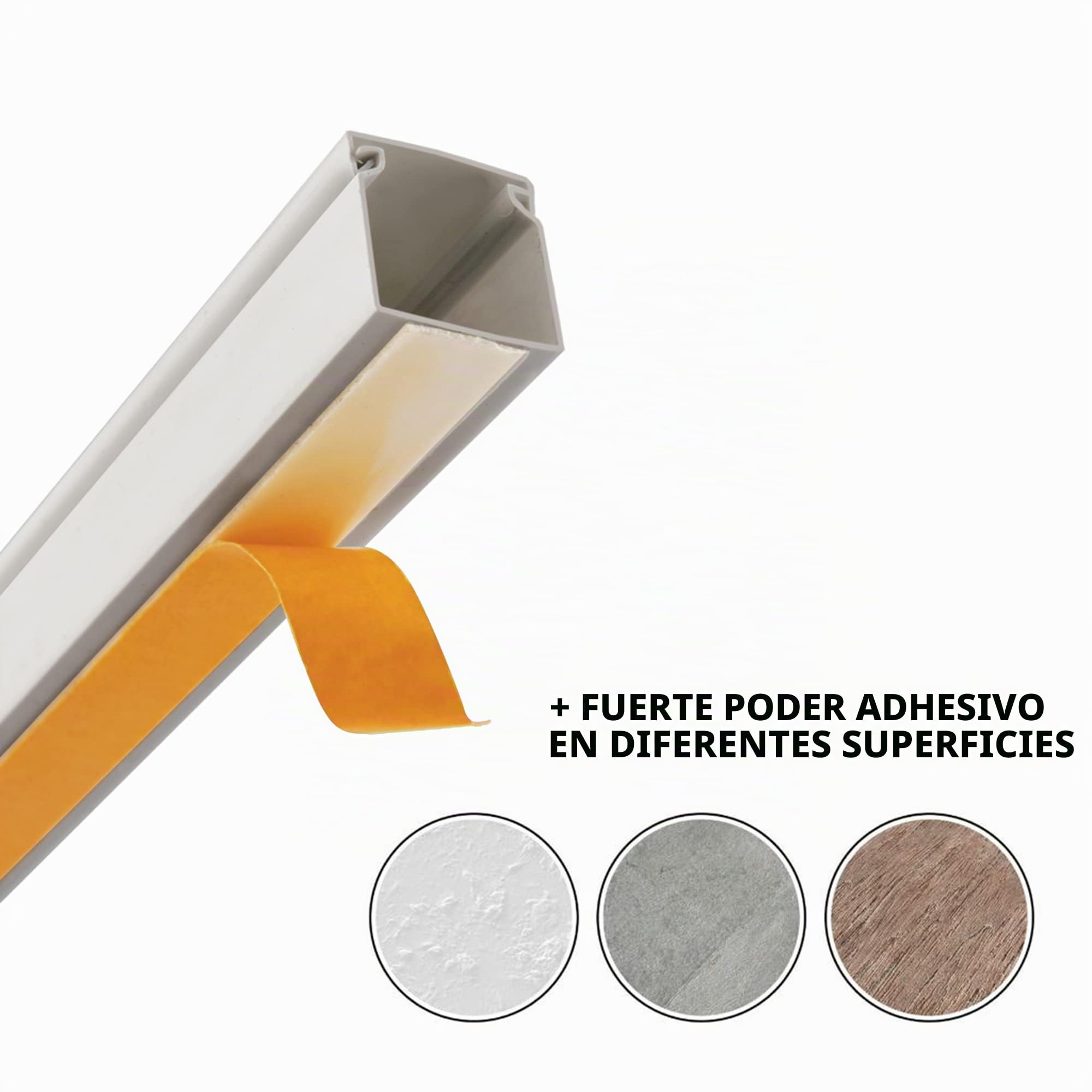 LION Electric Canaleta para cables, cinta adhesiva blanca 25 x 25 mm, 12 x 1 m, compartimento para ocultar, listón de cables con cinta adhesiva de espuma para escritorio, pared