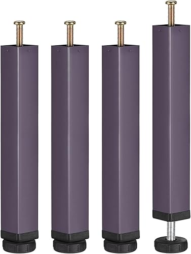 Miniatura 13 de uxcell 4 patas de soporte de marco de cama de altura ajustable, soporte de riel de cama, marco central de soporte para patas elevadoras Gris,Negro