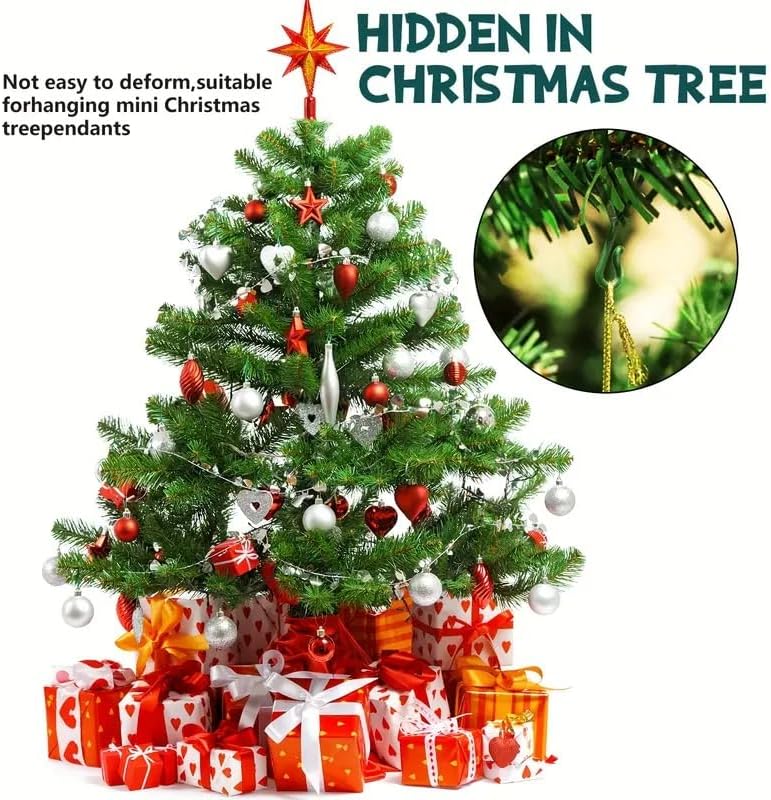 Set of 60 Green Plastic Christmas Ornaments Hooks Hangers 1.8 Inches