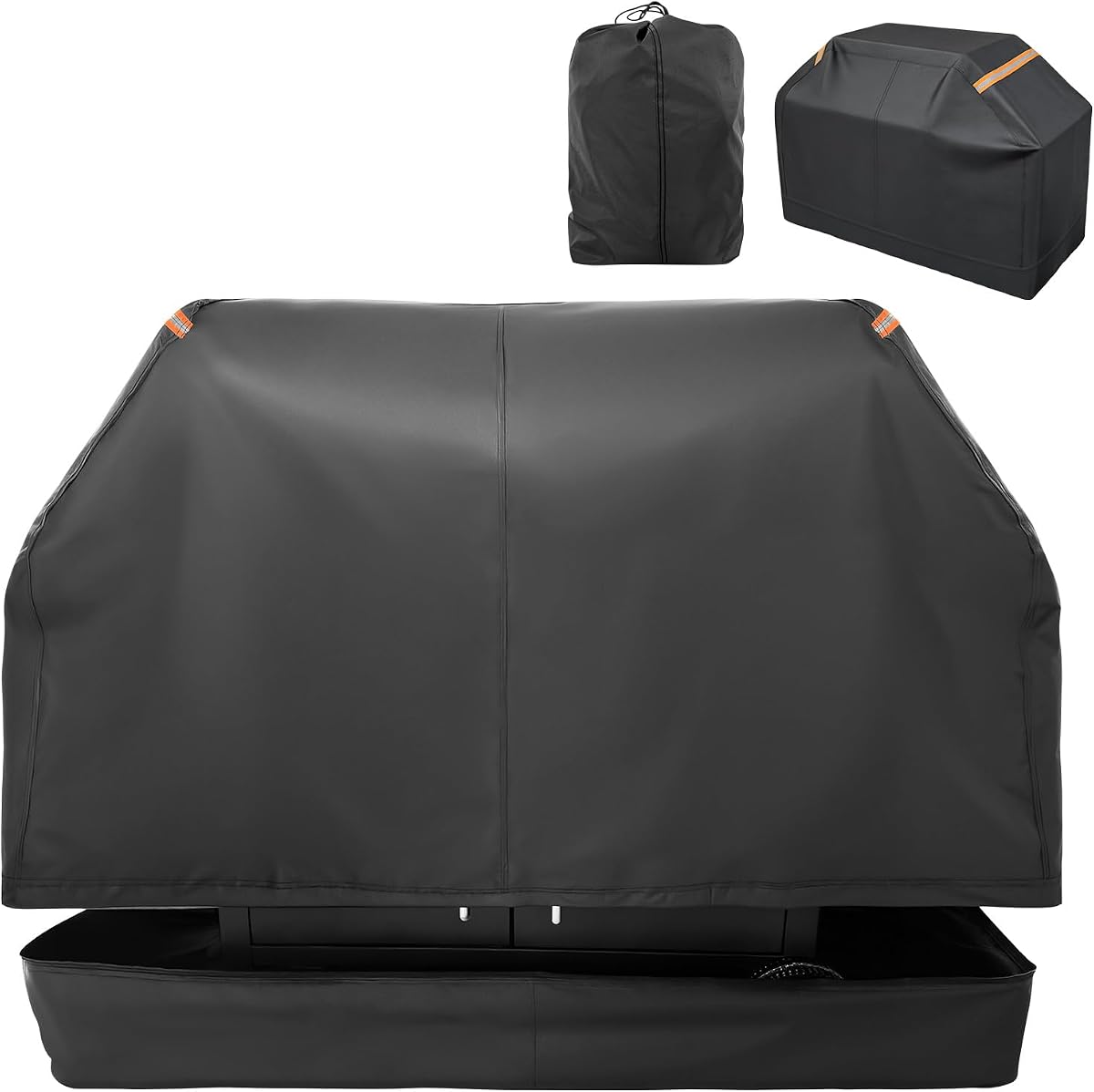 Fully Enclosed Grill Cover 58-Inch,Waterproof Zipper Grill Cover,BBQ Grill Cover Made of 600D,Animal Fade-Resistant,UV-Protection,Gas Grill Cover for Weber,Nexgrill CharBroil and More Black