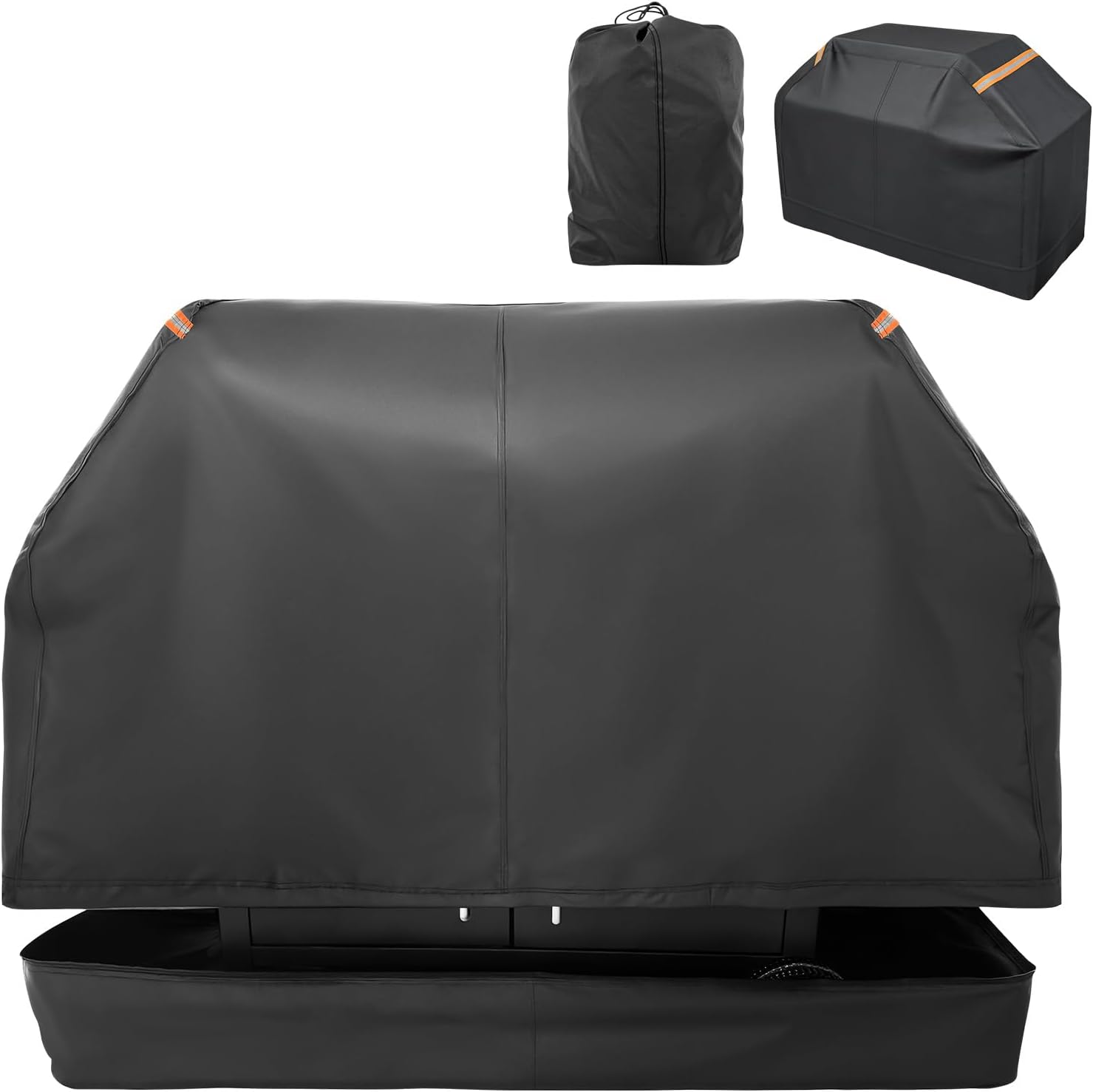 Patented Fully Enclosed Grill Covers for Outdoor Grill 60 Inch 2-in-1 Heavy Duty Barbecue Grill Cover 600D Waterproof Animal-Proof BBQ Cover Outside Fits Weber, Char-Broil, Nexgrill and More