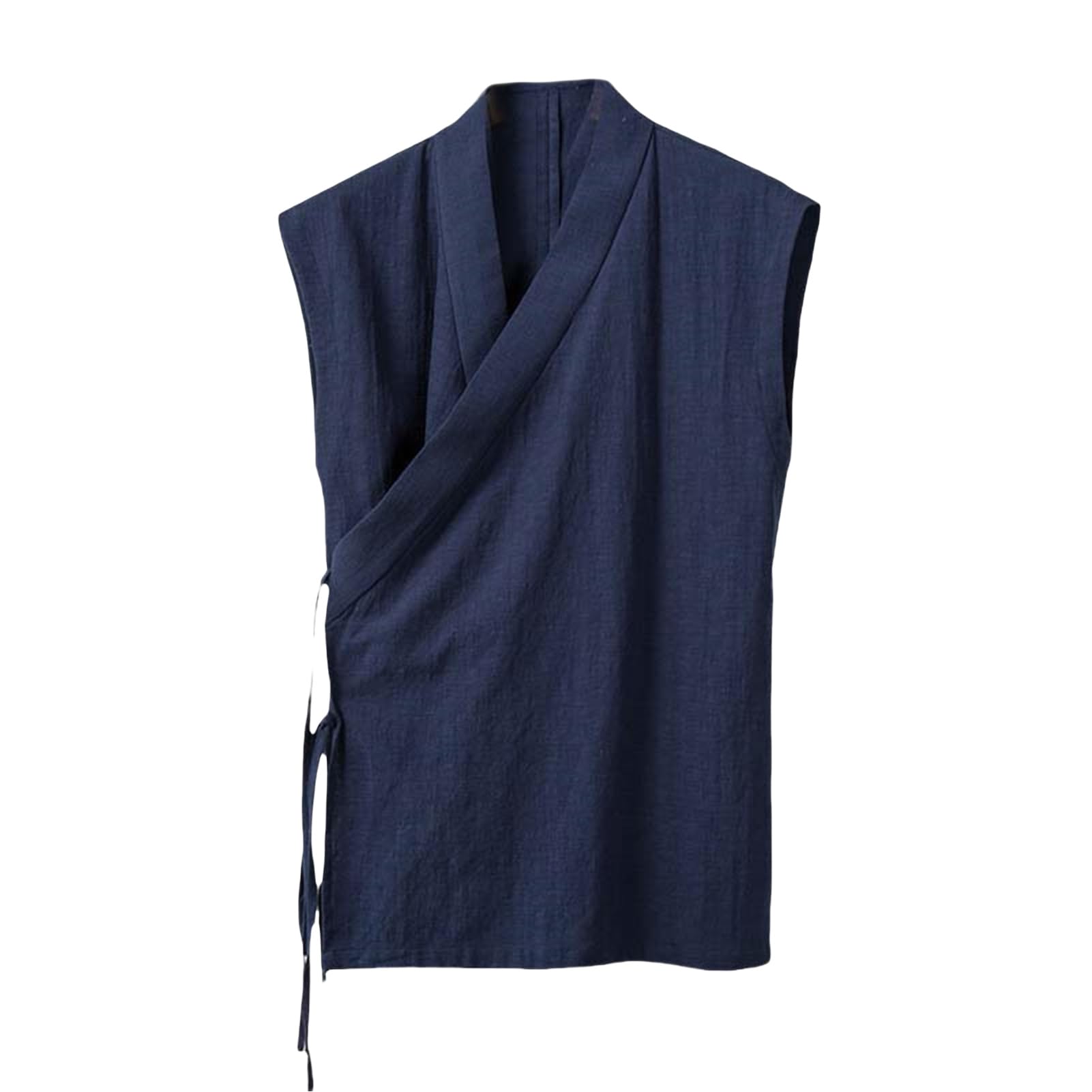 Chaleco cruzado estilo chino tradicional sin mangas de lino 7