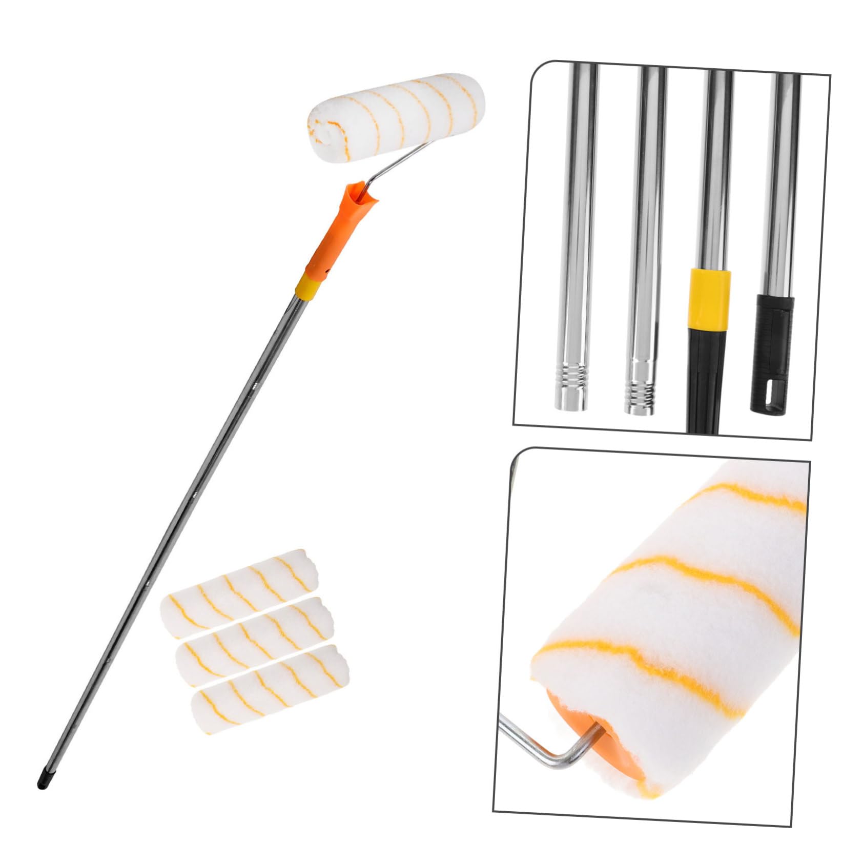 Mipcase Rullo Inossidabile per 1,8m Verniciare Asta Acciaio e Telescopica con Pittura Muro e Casa