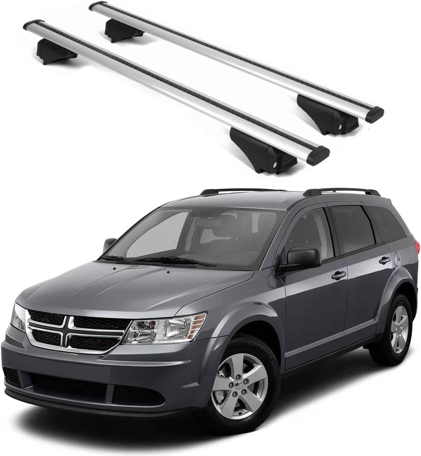 ERKUL Roof Rack Cross Bars for Dodge Journey 2013-2020 | Aluminum Crossbars with Anti Theft Lock for Rooftop | Compatible with Raised Rails - Black
