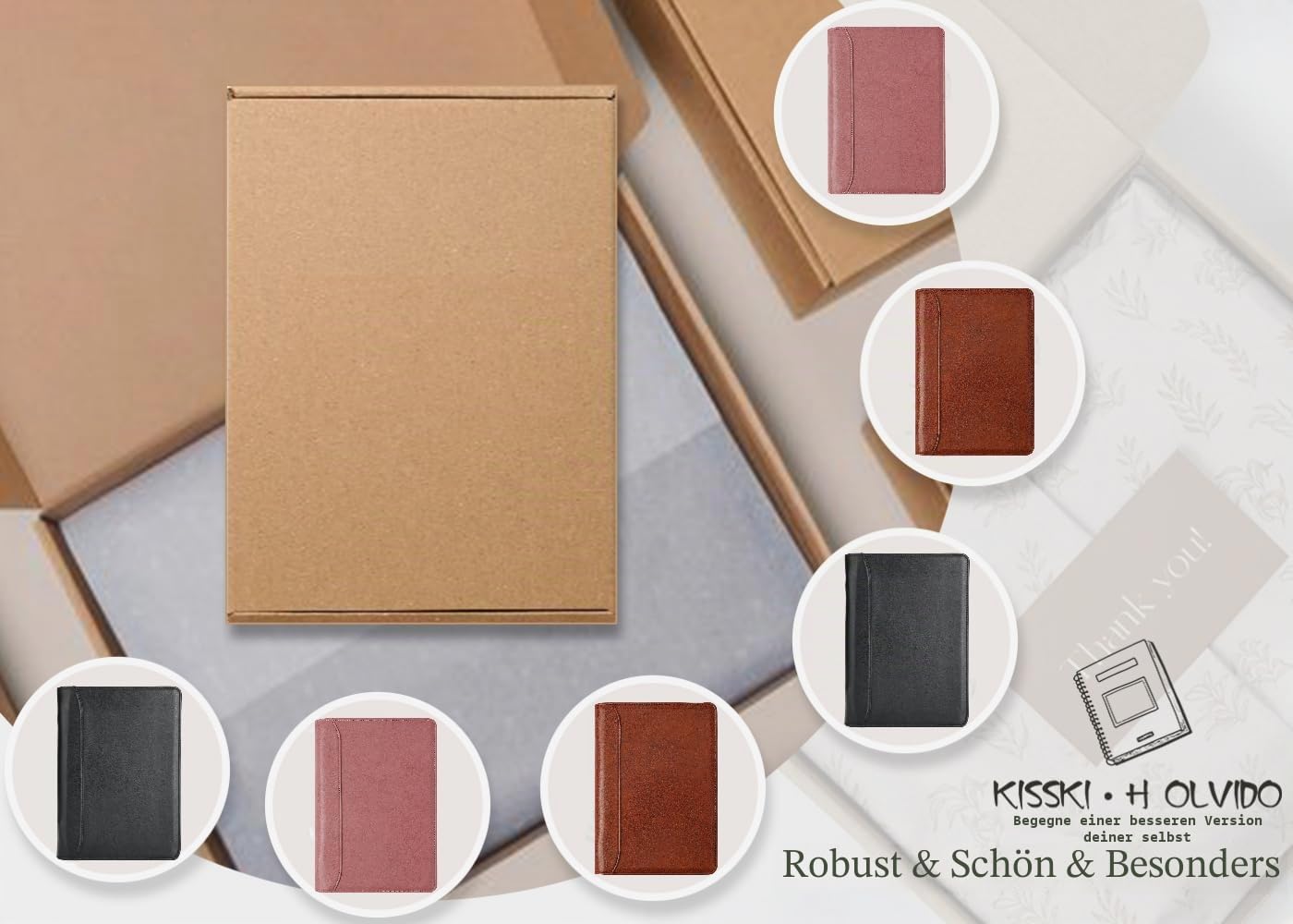 KISSKI Free LOGO Custom, Personalisierte A5 Ledermappe für Männer, 6 Ringbuch Padfolio für 5x8 Klemmbrett, Graviertes Konferenzmappe für Links/Rechtshänder, Monogramm Geschenke, Customized, Schwarz