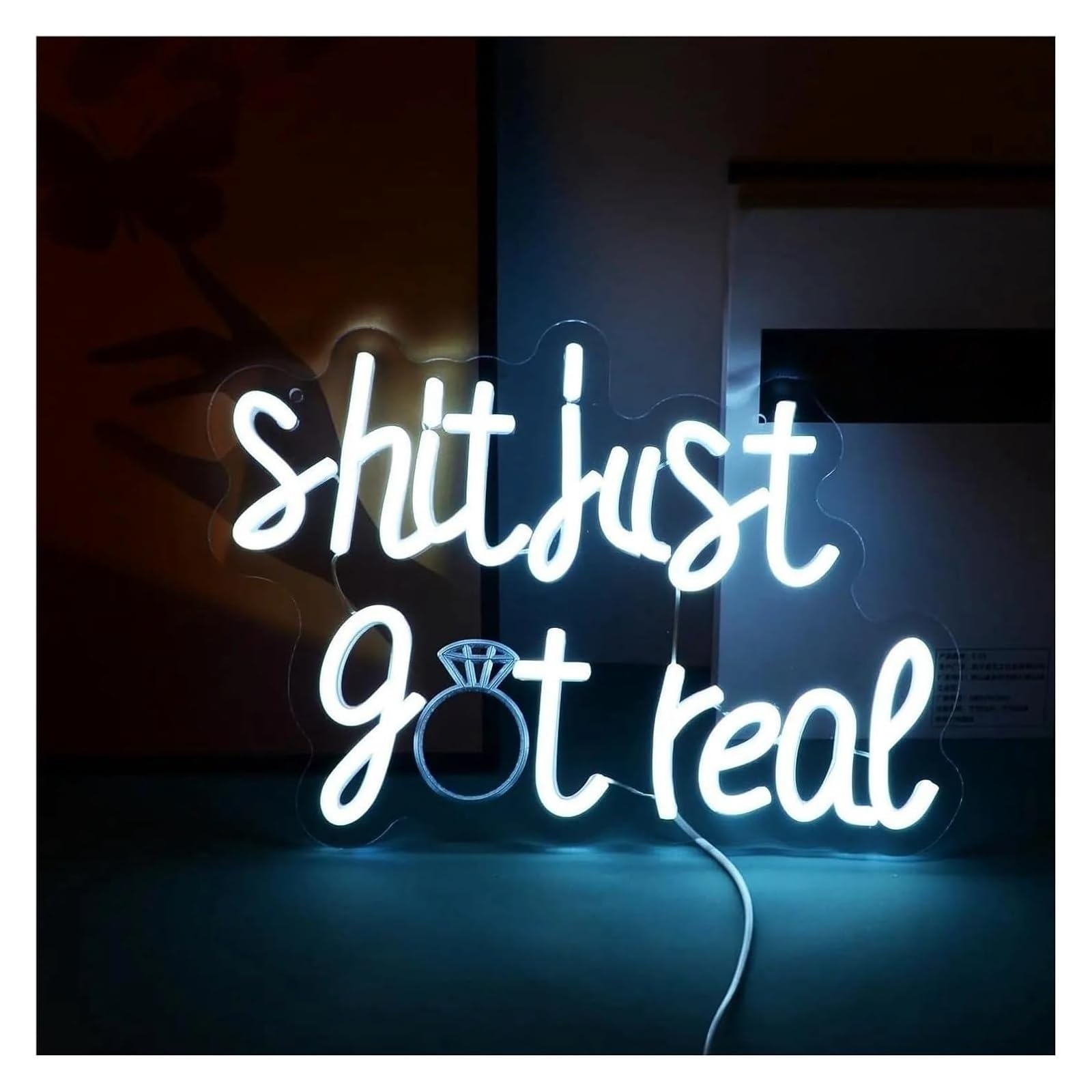 Aextroi neon Lights Sign Neon Light Decoration Shit Just Got Real for neon Sign Letters Dimmable Words Lamp