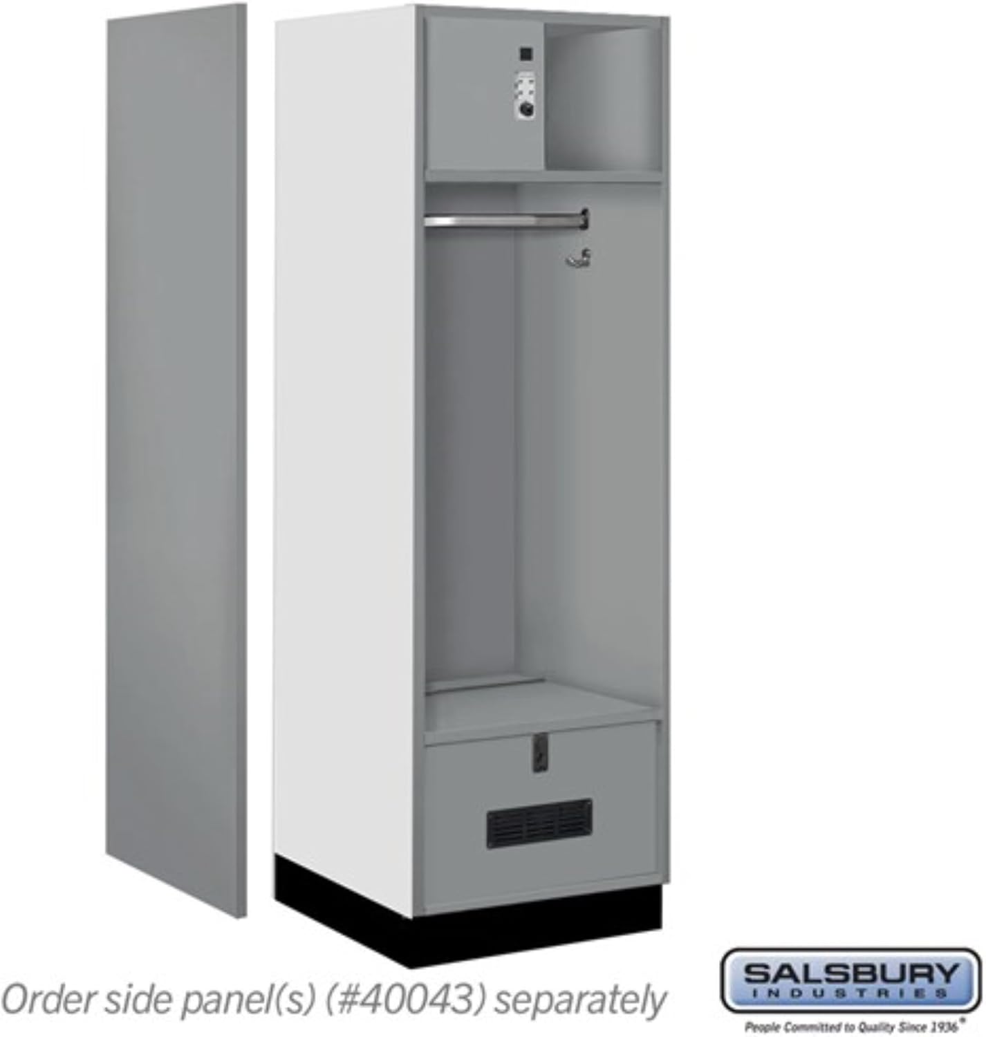 Salsbury 24" Wide Premier Wood Open Access Locker - 6 Feet High - 24 Inches Deep - Winter Fog - Silver Resettable Locks
