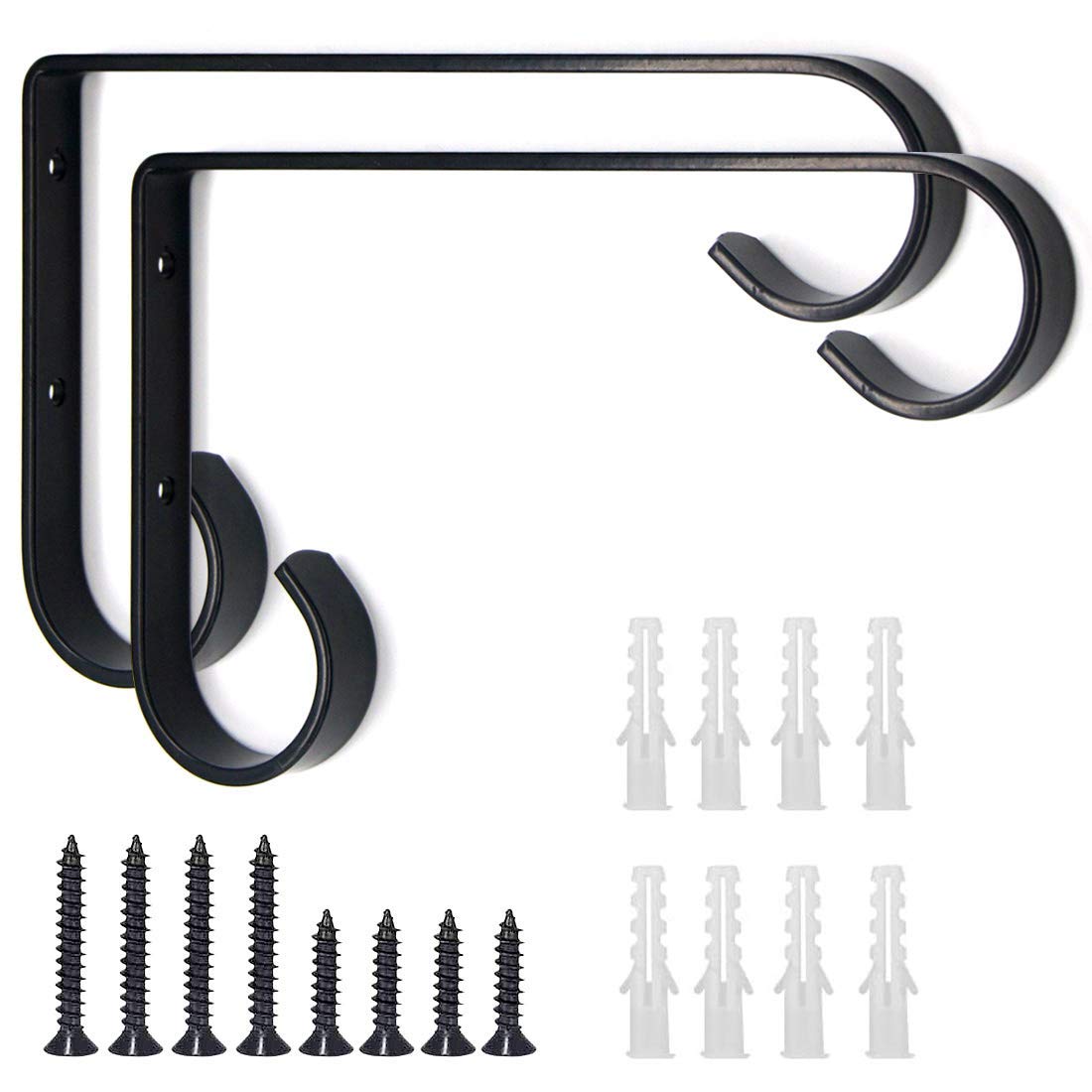 DILNAZ ART 2 Pack Iron Wall Hooks, 6 inch Heavy Duty Metal Hanging