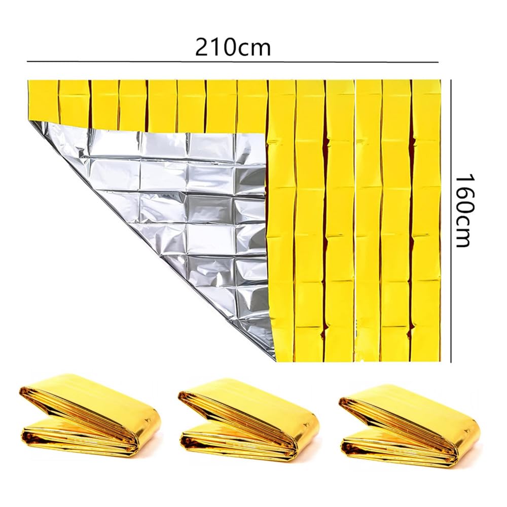 Coperta Termica, 6 PCS All'aperto Coperta Emergenza,Kit Coperta Termica,Coperta di Emergenza,Montagna Escursioni Telo Termico,per Escursionismo Esercizio Campeggio 210x160cm