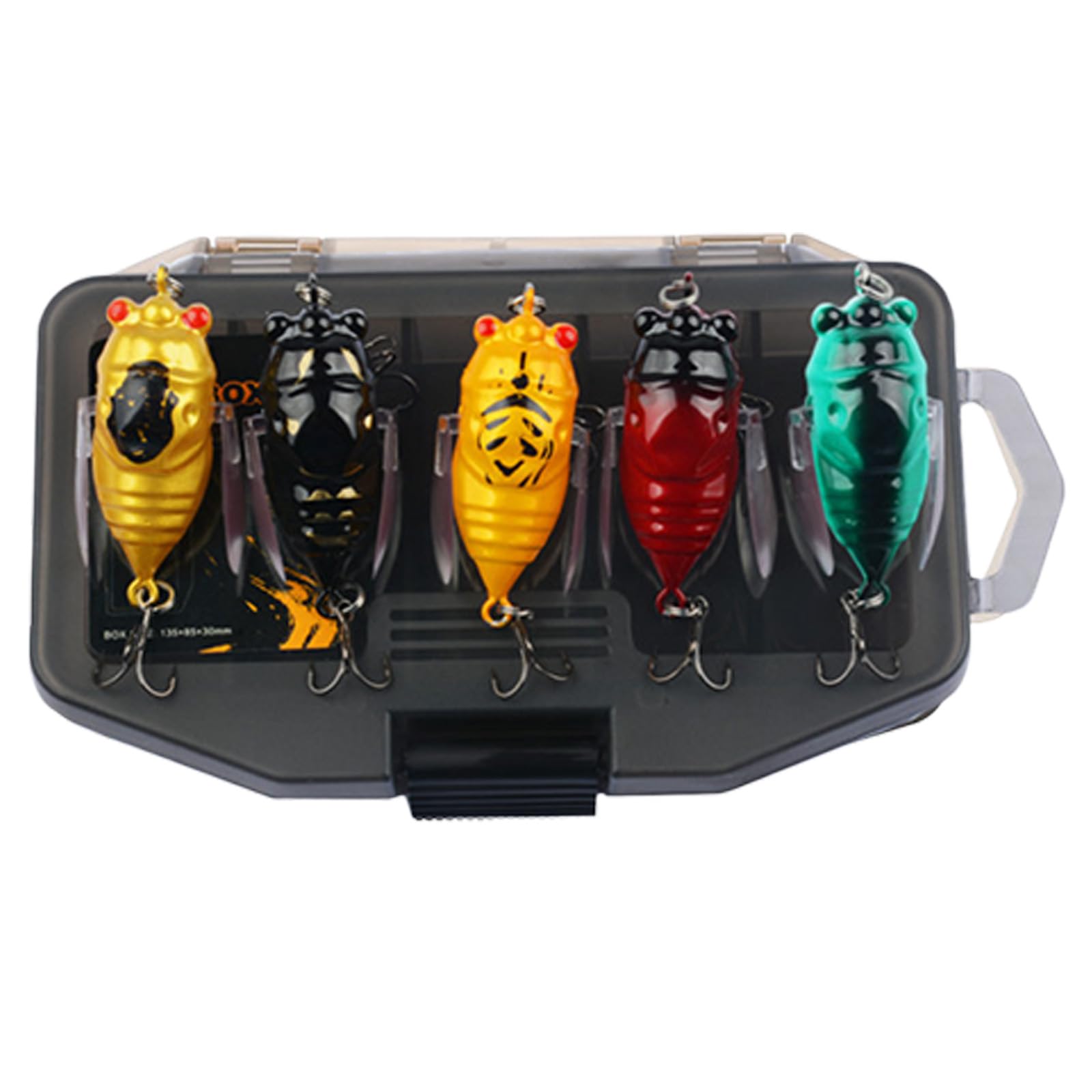 CUNZJIA 5Pcs Cicada Shape Fishing Lures with Soft Wing and Noise Beads Floating Saltwater Fish Lure Tackle for Topwater Fishing