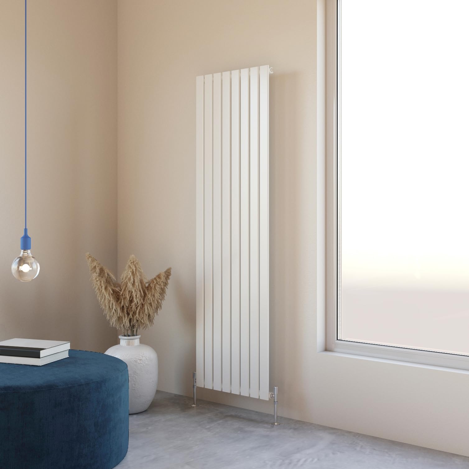 Huibathroom White Flat Panel Radiator 1800X544mm Vertical Design Single Tall Upright Central Heating Rad Uk