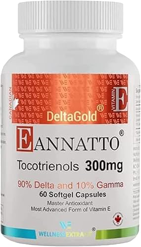 WELLNESS EXTRACT E Annatto Tocotrienoles Deltagold 300 mg vitamina E Tocotrienoles Suplementos 60 cápsulas de gel blando sin tocoferol apoya la