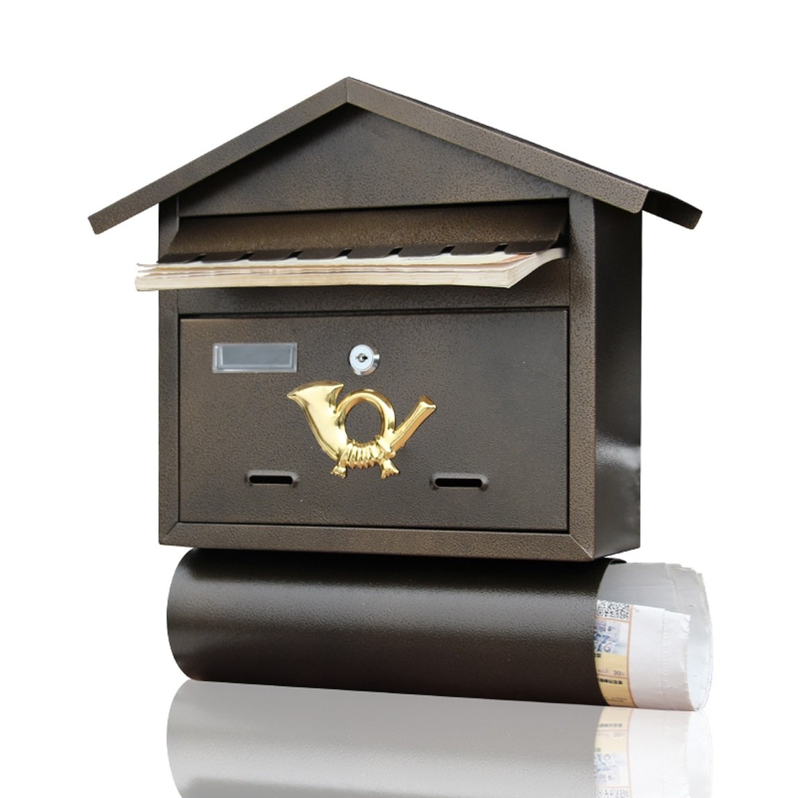 Villa Mailbox Outdoor Schmiedeeisen Wandbehang Zeitungsbar Kreativer Vintage Wandbriefkasten