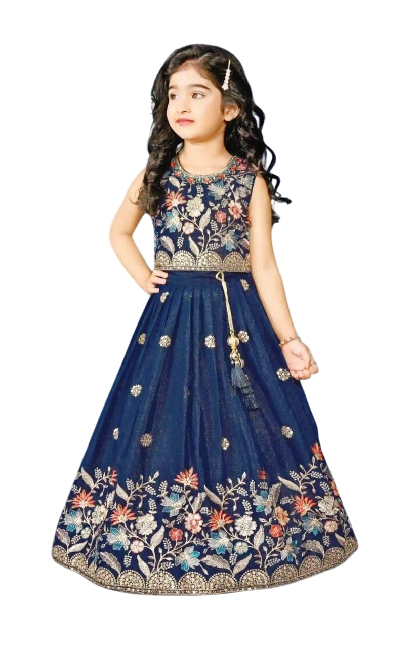Girls Ethnic Wear Heavy Soft Chinon Silk Flower Printed Readymade Lehenga Choli Set
