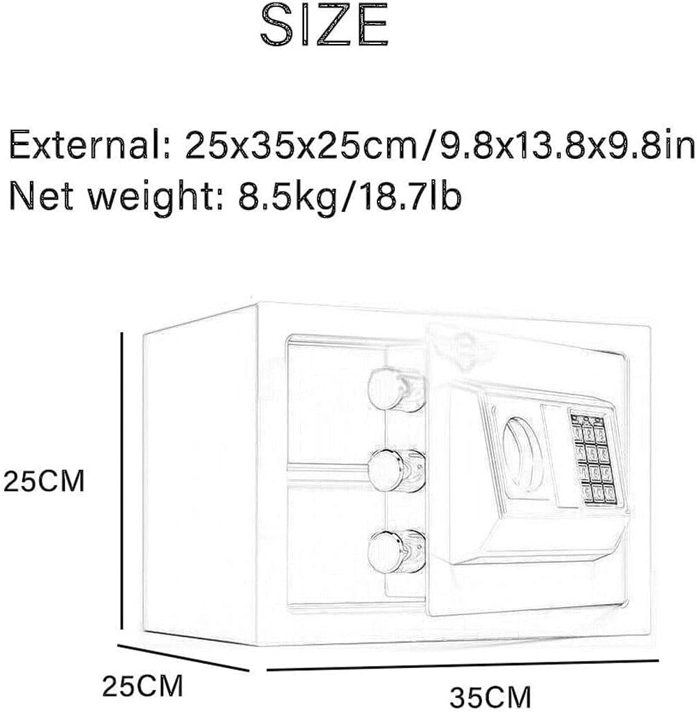 Safe Box, Safe Cabinet Small Safe, 25x35x25cm/9.8x13.8x9.8inch Office Safes,Locker Box for Household Use, for Storing Cash, Documents, Official Seals Strongbox Safety Box