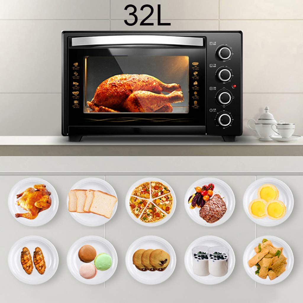 Mini forno da 35 l, temperatura regolabile 0-230 ℃ e 120 minuti, a quattro strati, forno elettrico automatico multifunzione per la cottura di torte e pane con accessori