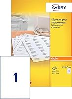 Avery 23530-200 A4 Photocopier Labels 210x297mm White Sheets, Pack of 200 - Jam-Resistant Printing