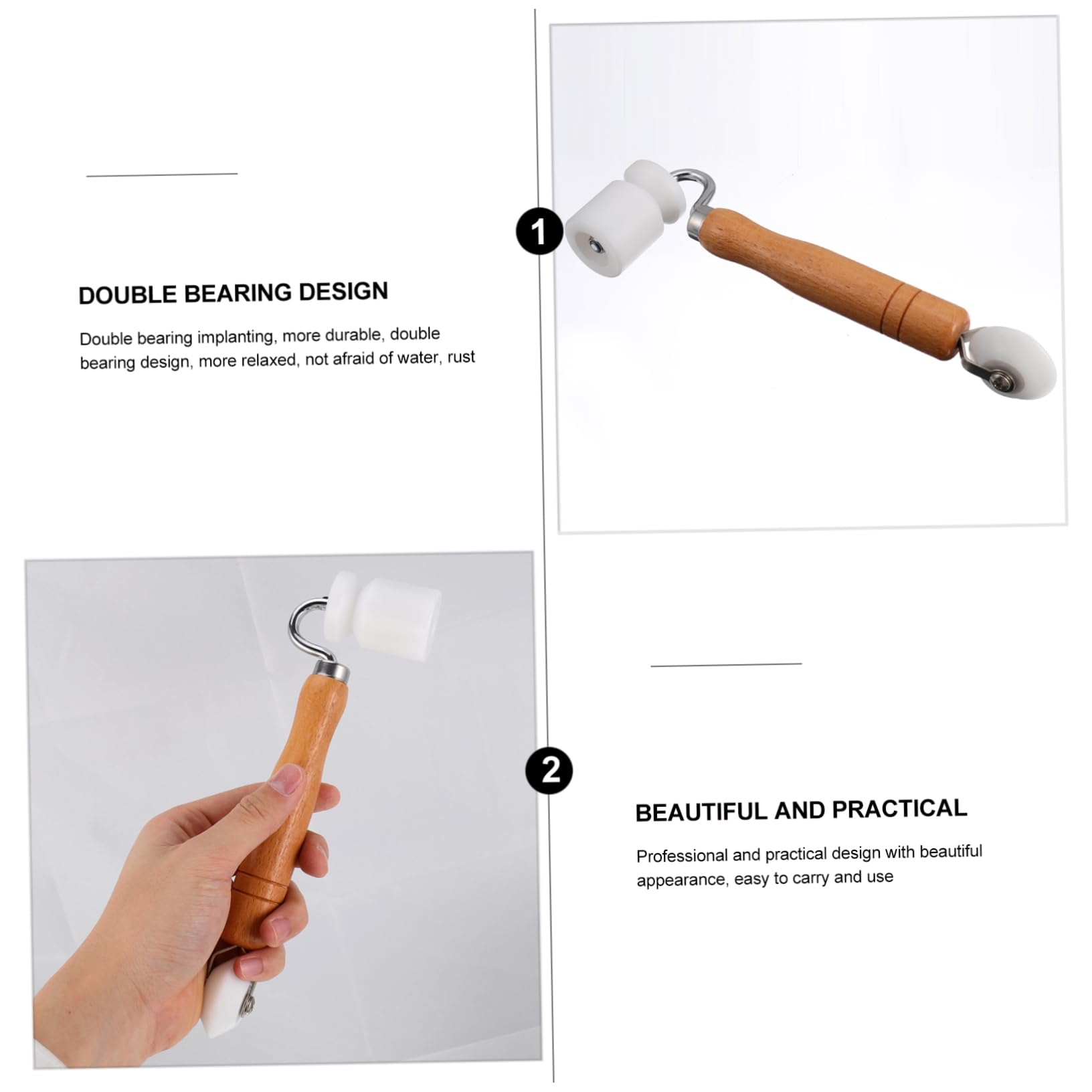 Rullo Pressione per Giunte da Parati Effetto Legno Bianco | Manico in Legno, Uso Flessibile e Sicuro, Adatto a Decorazione Auto e Casa