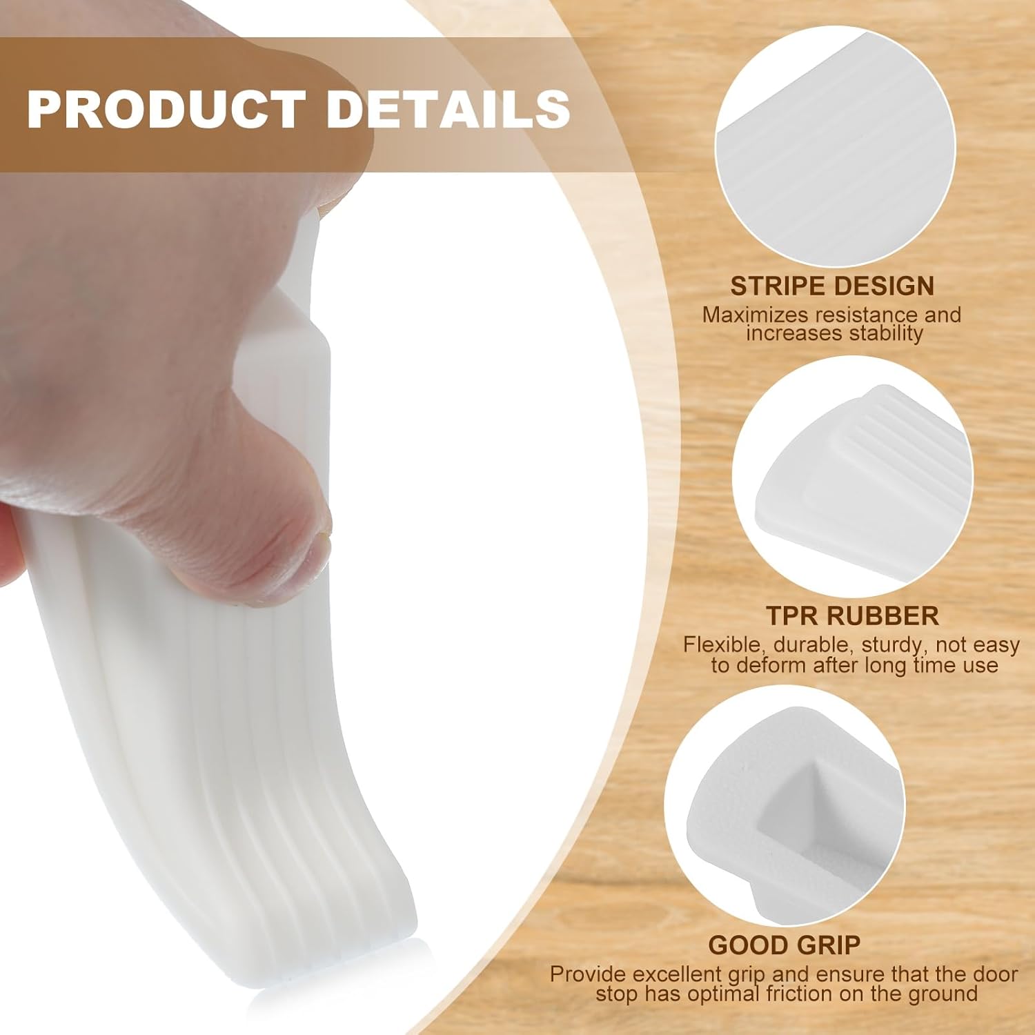 PATIKIL Door Stoppers for Bottom of Door, 12 Pack Sturdy Stackable Rubber Door Stopper Wedge for Tile Concrete Carpet Wood Heavy Duty Door, White