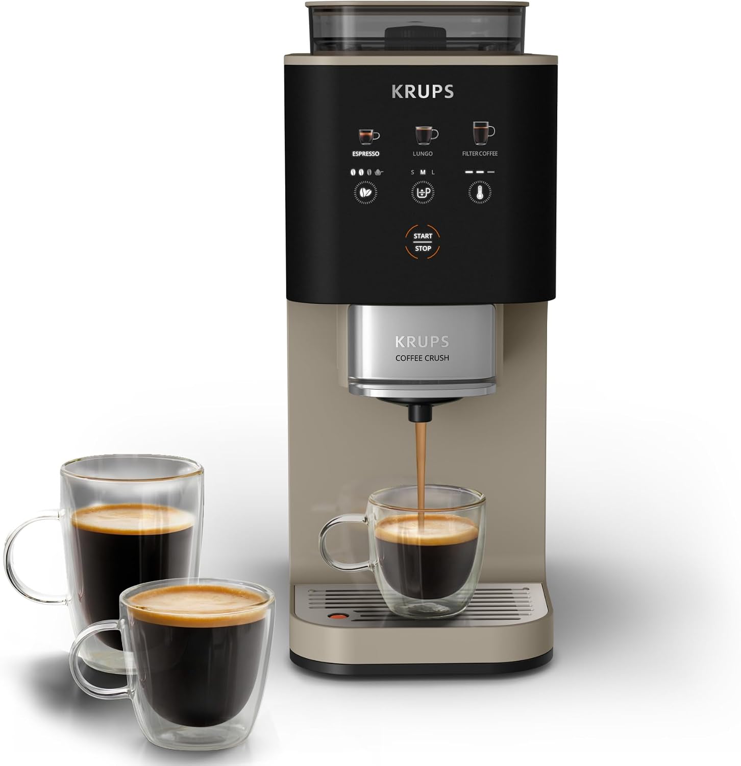 Krups Coffee Crush Extra automatic coffee machine in Chai color.
