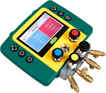 REFMATE-4-CA-WTC Four Way Digital Manifold | Includes 2 K Type thermocouples, 5ft Hoses w/Ball valves, Wireless Clamps, Protective case