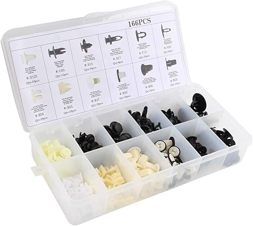 Miniatura 5 de MOTOALL 166 piezas de nailon para parachoques delantero y trasero, panel de moldura de puerta, protector de capó, remache retenedor de empuje para