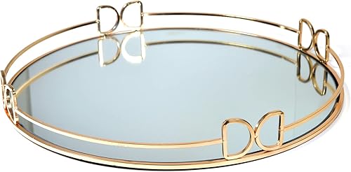 Miniatura 39 de Bandeja de tocador de cristal decorativa con espejo, bandejas de perfume para maquillaje, almacenamiento de cosméticos, organizador de Bandeja