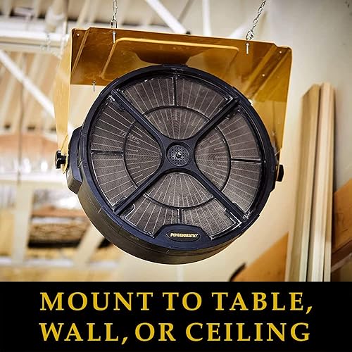 Miniatura 4 de Powermatic PM1250 Sistema de filtración de aire electrostático, filtro de 0.1 micrones, 754 CFM, 1Ph 120V (1791331), solución de polvo amarilla y